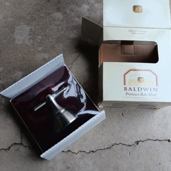 Baldwin Carnivale Crest Holder Robe Hook Made of Solid Brass Satin Nickel Finish - Picture 5 of 7